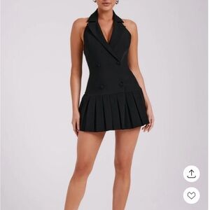Meshki Black Halter Blazer Dress